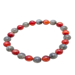 Pulsera de Cuentas Elásticas de Cristal Natural de Carnelianita Roja y Labradorita de Súper Calidad Tallada para Chakra Feng Shui, Ecológica - Product Image 1