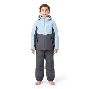 Veste de ski d'hiver pour garçons Hawk Eye à capuche, colorée, imperméable, 100% polyester, isolation synthétique, gris bleu - Product Image 2