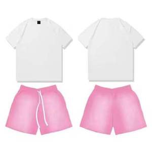 Summer Streetwear Casual Design Slim Heavy Cotton Custom Print Letter Men T-Shirt Shorts <b>Set</b> - Product Image 5