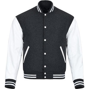 Chaqueta Varsity Personalizada OEM para Hombre, Manga Larga, Lona, Cierre Completo con Broches, Estilo Urbano, Parches Bordados Disponibles en Varios Colores - Product Image 1