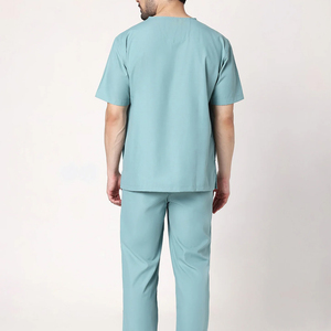 High Quality Custom Logo Men's <b>Scrub</b> Suits Sets Solid Color Canvas Quick Dry Breathable <b>Plus</b> <b>Size</b> Needle Detection for Hospital - Product Image 3