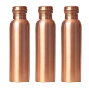 Bouteille d'eau en cuivre de haute qualité, design martelé, portable, pour les voyages, style moderne, couvercles inclus - Product Image 3