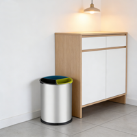 Poubelle à 3 compartiments en acier inoxydable 201 sans couvercle, gain de place, avec seaux intérieurs amovibles pour le tri des déchets en intérieur