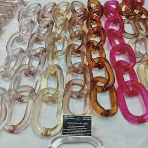 Chaînes en résine mate multicolores, maillons épais en acrylique, style cubain, pour décoration murale. Toutes les couleurs disponibles. - Product Image 6