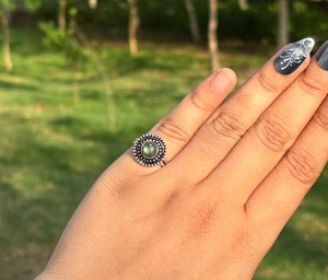 Anillo de Labradorita Natural, Chapado en Plata 925 sobre Latón, Unisex, Estilo Boho Vintage, con Incrustaciones de Piedras Preciosas, Joyería de Moda al por Mayor - Product Image 2
