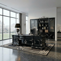 Ensemble de bureau de direction de luxe en bois massif sculpté, mobilier de bureau classique, bureau de PDG, solution de bureau personnalisée OEM