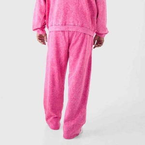 Men's <b>Pink</b> Fleece Hooded Zip-Up <b>Tracksuit</b> Full Sleeve Loose Fit Casual Winter Wear Solid Color Side Pockets 100% Polyester - Product Image 5