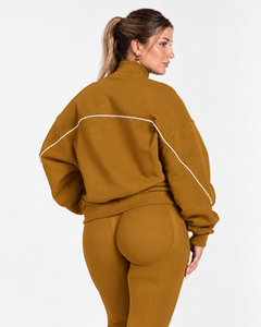 Wholesale <b>Women</b> Contrastline Zip <b>Jacket</b> Tracksuit Set Casual Two Piece Outfit Relaxed Fit Wide Leg Pants Matching Clothing - Product Image 4