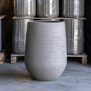 Hieta Garden Fiberglass Natural <b>Clay</b> Artisan Rough Round Tall Planter Outdoor Indoor Modern Garden Pot <b>Set</b> 3 Sizes - Product Image 3