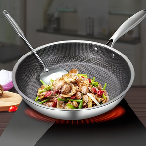 Poêle à frire élégante en acier inoxydable avec technologie antiadhésive professionnelle, grande capacité de cuisson, poignées rivetées durables - Product Image 2