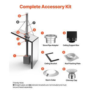 Kit de Tubo de Chimenea de Acero Inoxidable de 6 Pulgadas para Atraviesar Paredes con Tapa para Lluvia y Características Impermeables para Techos, Cubiertas de Rejilla y Ventilación - Product Image 3