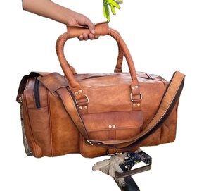 Handmade Large <b>Brown</b> <b>Tan</b> Genuine Leather Duffle Bag Personalized Foldable Weekender Sport Gym Travel Outdoor Tennis Use Custom - Product Image 2