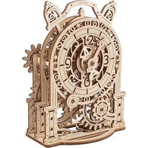 Orologio Sveglia 3D Vintage in Legno per Adulti, Kit Modello da Costruire, Orologio Meccanico da Scrivania, Puzzle 3D Divertente e Stimolante! - Product Image 1
