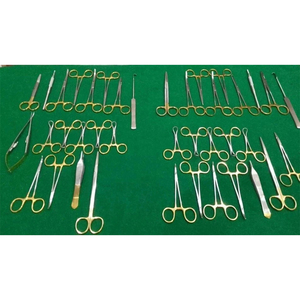 Juego de 40 Piezas de Instrumentos Quirúrgicos Veterinarios para Esterilización, Mango Dorado, Acero Inoxidable, Kit de Esterilización y Castración Animal Reutilizable - Product Image 4