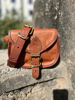 Tas tangan kulit kambing wanita, bergaya Vintage Dompet 100% tas selempang kulit murni 5*7 tas selempang buatan tangan