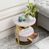 Table d'appoint moderne en acier de luxe pour hôtel, plateau en marbre, table d'appoint plaquée or, salon, bureau, couloir