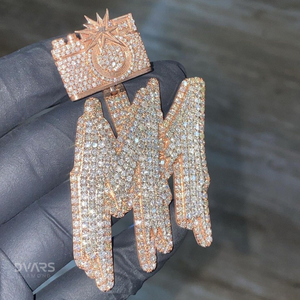 จี้เงินแท้ 925 ประดับเพชรโมอิสซาไนต์ VVS สองสี สั่งทำตัวอักษรได้ ดีไซน์ฮิปฮอป สำหรับแร็ปเปอร์ เครื่องประดับหรูหรา รับรองคุณภาพ - Product Image 1