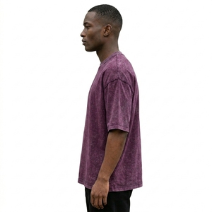 T-shirt unisexe en coton épais délavé à l'acide, style Hip Hop, coupe oversize, effet vintage, personnalisable avec logo, streetwear, 250 GSM, vierge - Product Image 2