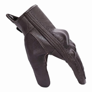 Guantes de Motocicleta de Cuero Marrón Vintage, con Pantalla Táctil, Térmicos y de Protección - Product Image 2