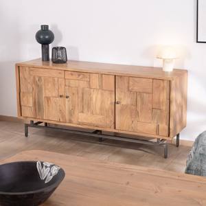 Vandana Autumn Mark 3-door <b>sideboard</b> with acacia wood Puzzle pattern inset fronts - Product Image 2