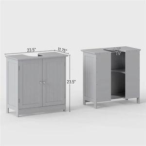 Mobile Lavabo da Bagno Grigio Chiaro con Vano Portaoggetti per Bagni - Product Image 6