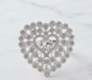 <b>Silver</b> Hollow Heart Rhinestone <b>Napkin</b> Ring Glamorous Perfect For Wedding Use And Table Decoration Use - Product Image 1