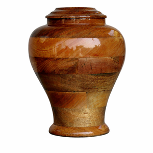 Urne funéraire géométrique en bois massif avec finition brun riche, récipient contemporain pour cendres commémoratives - Product Image 2