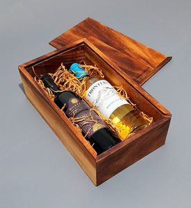 Vintage Wooden Wine Gift Packaging Case Metal Hardware Anniversary Birthday <b>Christmas</b> Holiday <b>Present</b> Collection - Product Image 6