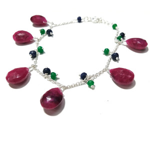 Bracelet statement fait main en argent sterling avec rubis rouge naturel - Product Image 5