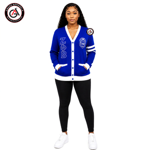 Zeta Phi Beta Winter Acrylic Embroidered Button Women's <b>Cardigan</b> | ZOB Sorority Custom Vintage Anti-Wrinkle <b>Cardigan</b> <b>Sweater</b> - Product Image 4