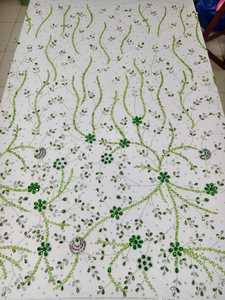 Luxury Elegant Heavy Beaded Rhinestone <b>Embroidery</b> Floral Pattern Mesh Lace Fabric Eco-Friendly Traditional Handmade High Quality - Product Image 3