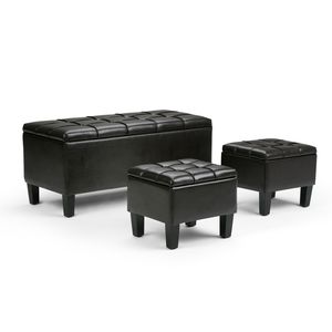 Dover 3-Piece Brown Tanners <b>Storage</b> Ottoman Set Elegant <b>Stools</b> & Ottomans - Product Image 1
