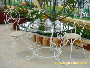 High Quality Wrought Iron Outdoor Dining <b>Table</b> Chair Set Garden Patio <b>Balcony</b> Furniture Elegant Durable Modern Style - Product Image 2