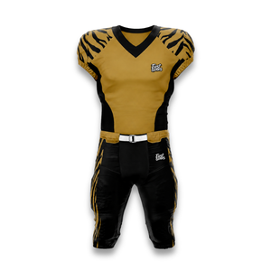 Premium Men's Sleeveless American Football Jersey Black Gold Striped V-<b>Neck</b> Moisture Wicking Fitted Sport Apparel - Product Image 1