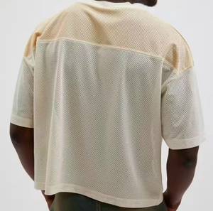 เสื้อฟุตบอลตาข่ายโอเวอร์ไซส์แบบสั่งทำพิเศษสำหรับผู้ชาย ลายพิมพ์วินเทจแบบทำเก่า เสื้อครอปฟุตบอล ระบายอากาศได้ดี สไตล์สตรีทแวร์ - Product Image 5
