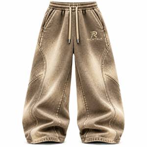 Men's Harem Pants <b>Elastic</b> <b>Waist</b> Drawstring Casual Midweight Polyester Sand Washed Sport <b>Trousers</b> - Product Image 2