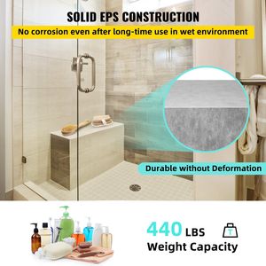 Ready to Tile Rectangle Board Shower <b>Bench</b> Waterproof 47.2x16x20 <b>Bath</b> Tubs & Seats - Product Image 3