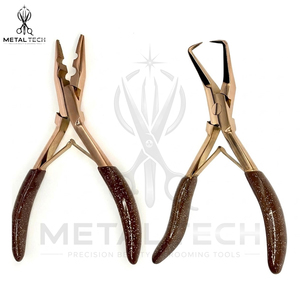 Nouvel arrivage : Kit d'outils pour extensions capillaires or rose – Pince à poignée texturée, ciseaux à bec de cygne, aiguille à boucle, pinces – Ensemble personnalisé OEM - Product Image 4