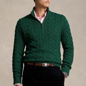 Suéter Clásico de Punto Trenzado con Cierre de Cremallera de 1/4 para Hombre, 100% Algodón, Venta al por Mayor OEM, Ropa de Punto de Otoño Invierno ODM, Jersey Trenzado para Hombre - Product Image 4