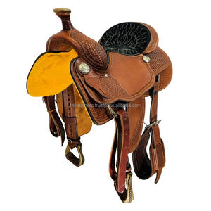 Sports de plein air équestre en cuir véritable cheval Western selle entièrement personnalisé cuir de qualité pour l'équitation et la course avec ensemble de pointes - Product Image 4