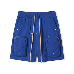 Shorts décontractés tendance style urbain en coton anti-rides, taille mi-haute, avec grandes poches et cordon de serrage, style sombre - Product Image 2