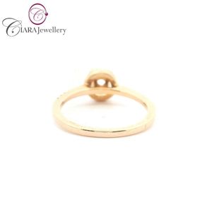 18K AU750 CLASSIQUE HALO OR ROSE VÉRITABLE DIAMANT NATUREL 4.0MM MONTAGE DE BAGUE DE FIANÇAILLES RONDES pour MARIAGE ET ANNIVERSAIRE - Product Image 3