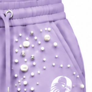 Lilac Pearl Beaded <b>Jogger</b> Pants <b>Women</b> Fashion Embellished Drawstring Sweatpants Luxury Casual Streetwear <b>Fleece</b> Trousers Custom - Product Image 5