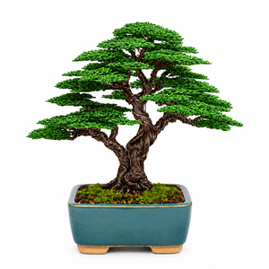 Árbol Bonsái Morado Hecho a Mano con Alambre Metálico y Maceta Rectangular de Porcelana - Product Image 4