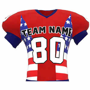 ชุดยูนิฟอร์มอเมริกันฟุตบอลสีแดง ขาว และน้ำเงินกรมท่าแบบกำหนดเอง ปี 2026 เสื้อแข่งปี 2025 ชุดทีมแบบซับลิเมชั่นเต็มตัว ชุดกีฬาสำหรับมืออาชีพ - Product Image 2