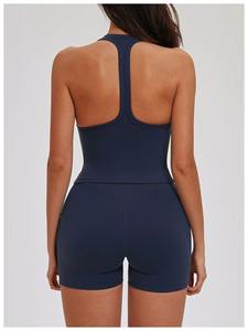 Ensemble de sport extérieur personnalisé pour femmes, vente en gros : Short sans couture à effet froncé et débardeur extensible dans les quatre sens, respirant et léger - Product Image 5