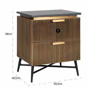 Mueble de Salón Moderno de Mediados de Siglo, de Madera Maciza Ecológica, Gran Capacidad, 2 Cajones, Patas de Metal Negro, Mueble de Almacenamiento de 58 cm - Product Image 1