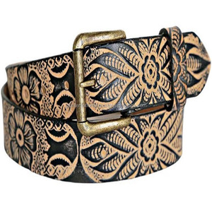 Ustomized-Cinturón de herramientas de cuero occidental para hombre, diseño floral hecho a mano con grabado, con hebilla de rodillo con acabado de latón extraíble - Product Image 3