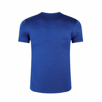 Kaos Olahraga Pria Biru Cepat Kering Rajutan 100% Katun Slim Fit O Neck Lengan Pendek Ramah Lingkungan Sporty Kasual untuk Gym