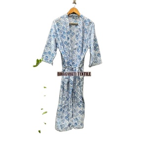 100% bata de algodón estampada a mano de la mejor calidad, Kimono Floral ligero, ropa de playa surtida, ropa de dormir para la vida diaria, Primavera - Product Image 3